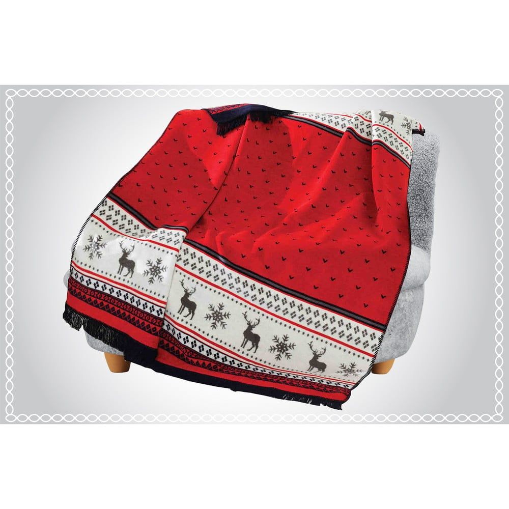 Červená deka s příměsí bavlny Aksu Carmelo, 200 x 150 cm - Bonami.cz