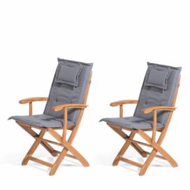 Sada dvou zahradních židlí s šedými polštáři MAUI