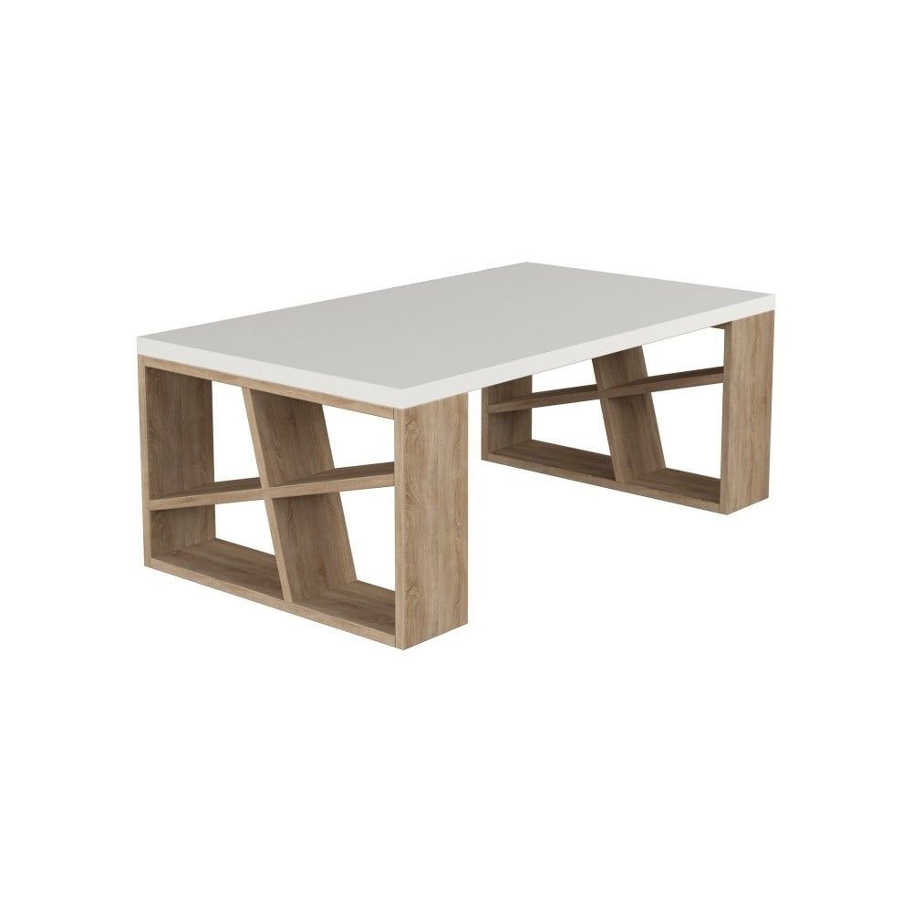 Konferenční stolek v dekoru dubového dřeva s bílou deskou Honey Light - Bonami.cz