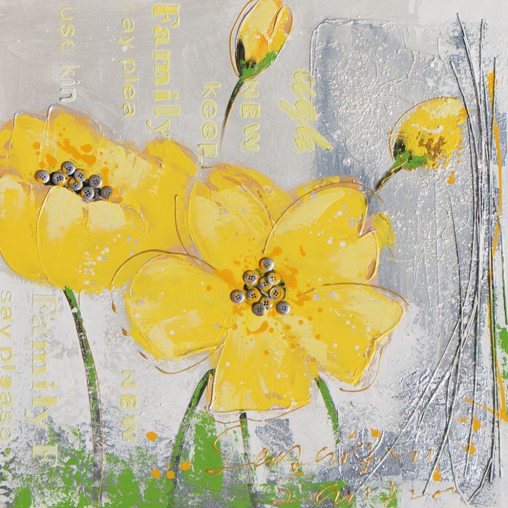 Falc Ručně malovaný obraz - Žlutý mák 1, 60x60 cm - GLIX DECO s.r.o.