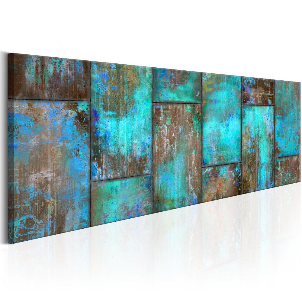 Obraz na plátně Bimago - Metal Mosaic: Blue 150x50 cm - GLIX DECO s.r.o.