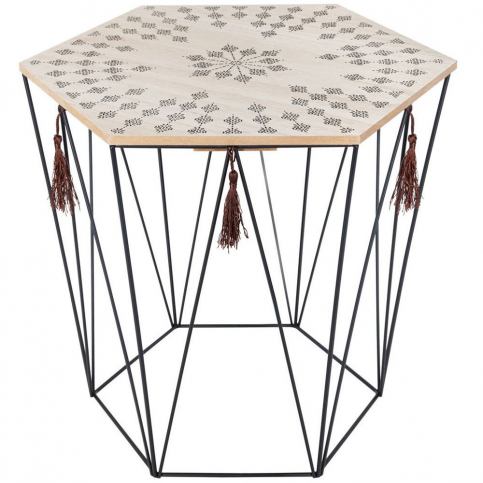 Atmosphera Créateur d\'intérieur Konferenční stolek ze dřeva a kovu, šestiúhelníkový deska se vzory, - EMAKO.CZ s.r.o.