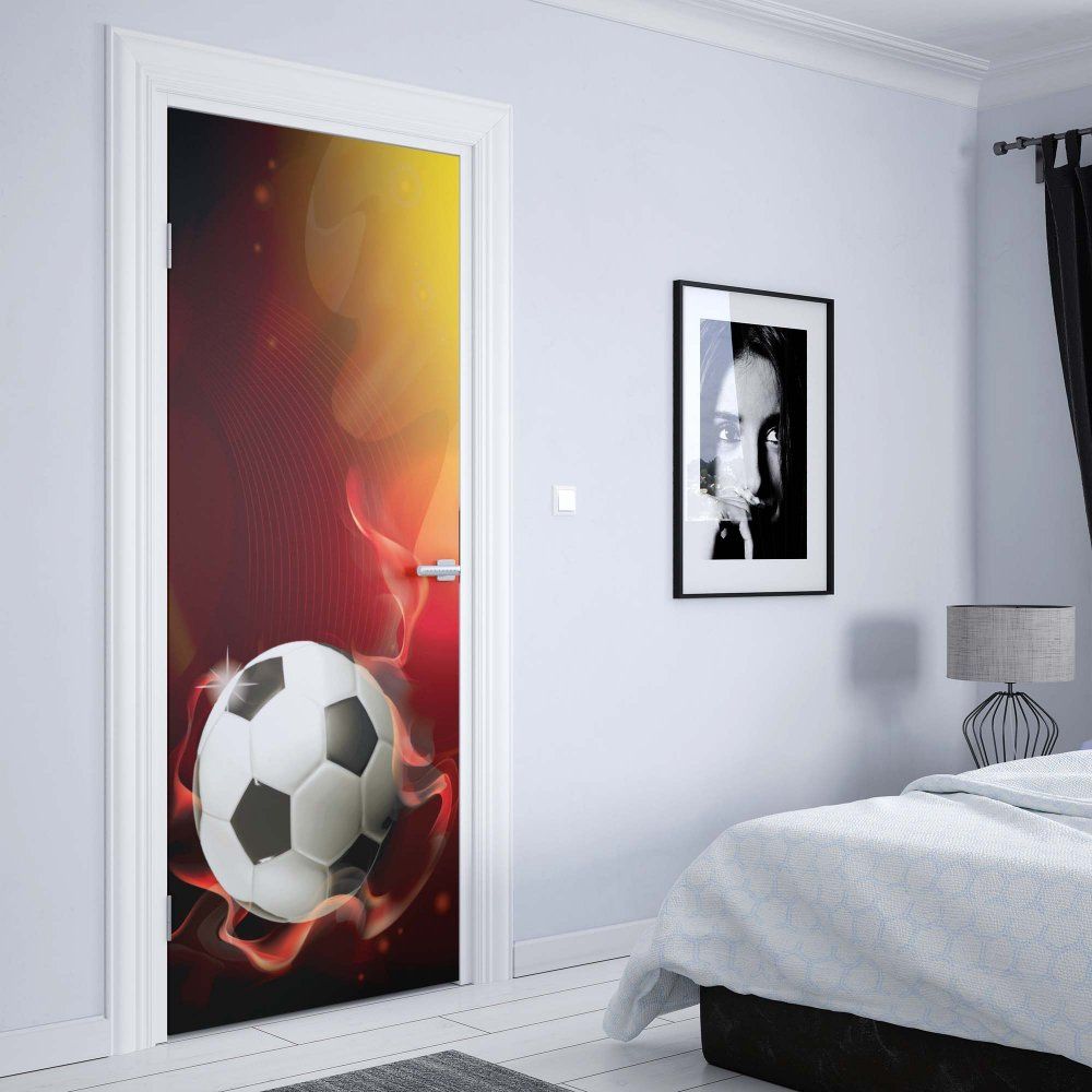 GLIX Fototapeta na dveře - 3D Football Red And Yellow | 91x211 cm - GLIX DECO s.r.o.