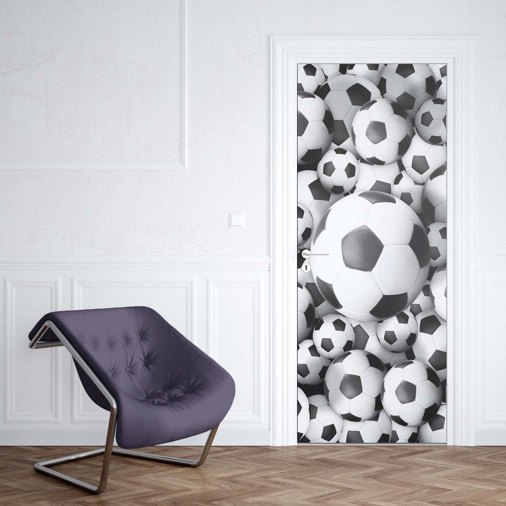 GLIX Fototapeta na dveře - 3D Footballs | 91x211 cm - GLIX DECO s.r.o.