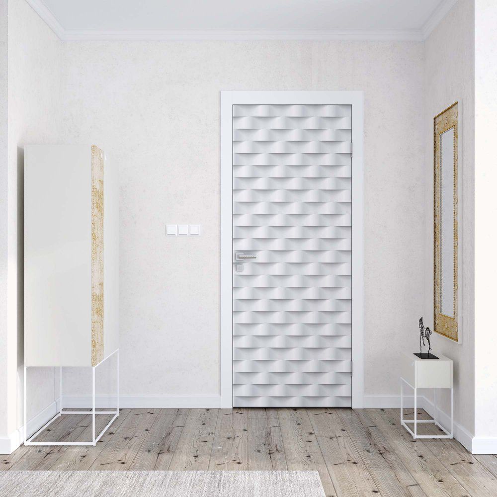 GLIX Fototapeta na dveře - 3D Grey And White Pattern | 91x211 cm - GLIX DECO s.r.o.
