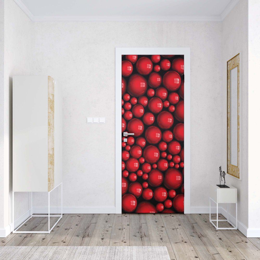 GLIX Fototapeta na dveře - 3D Red Balls | 91x211 cm - GLIX DECO s.r.o.