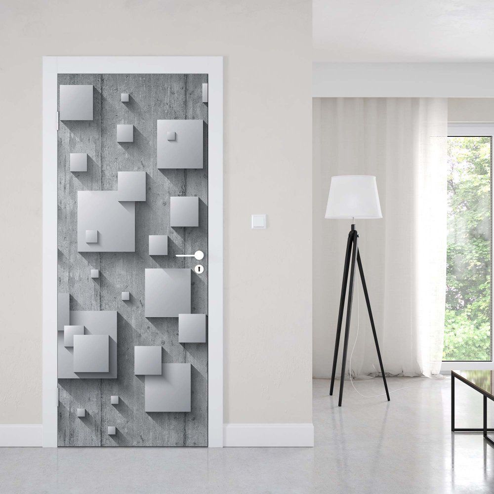 GLIX Fototapeta na dveře - Abstract 3D Design Squares Concrete | 91x211 cm - GLIX DECO s.r.o.