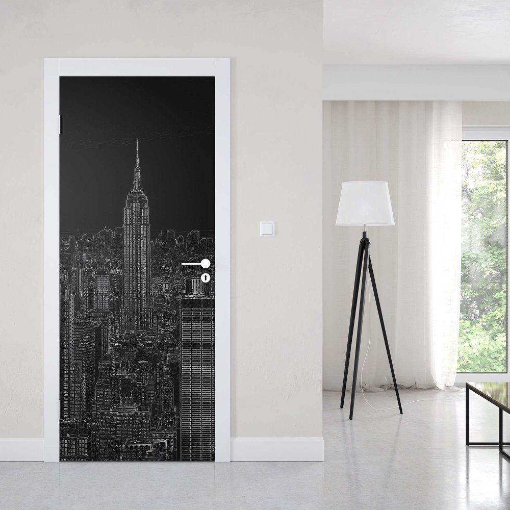 GLIX Fototapeta na dveře - Black Modern New York Skyline | 91x211 cm - GLIX DECO s.r.o.