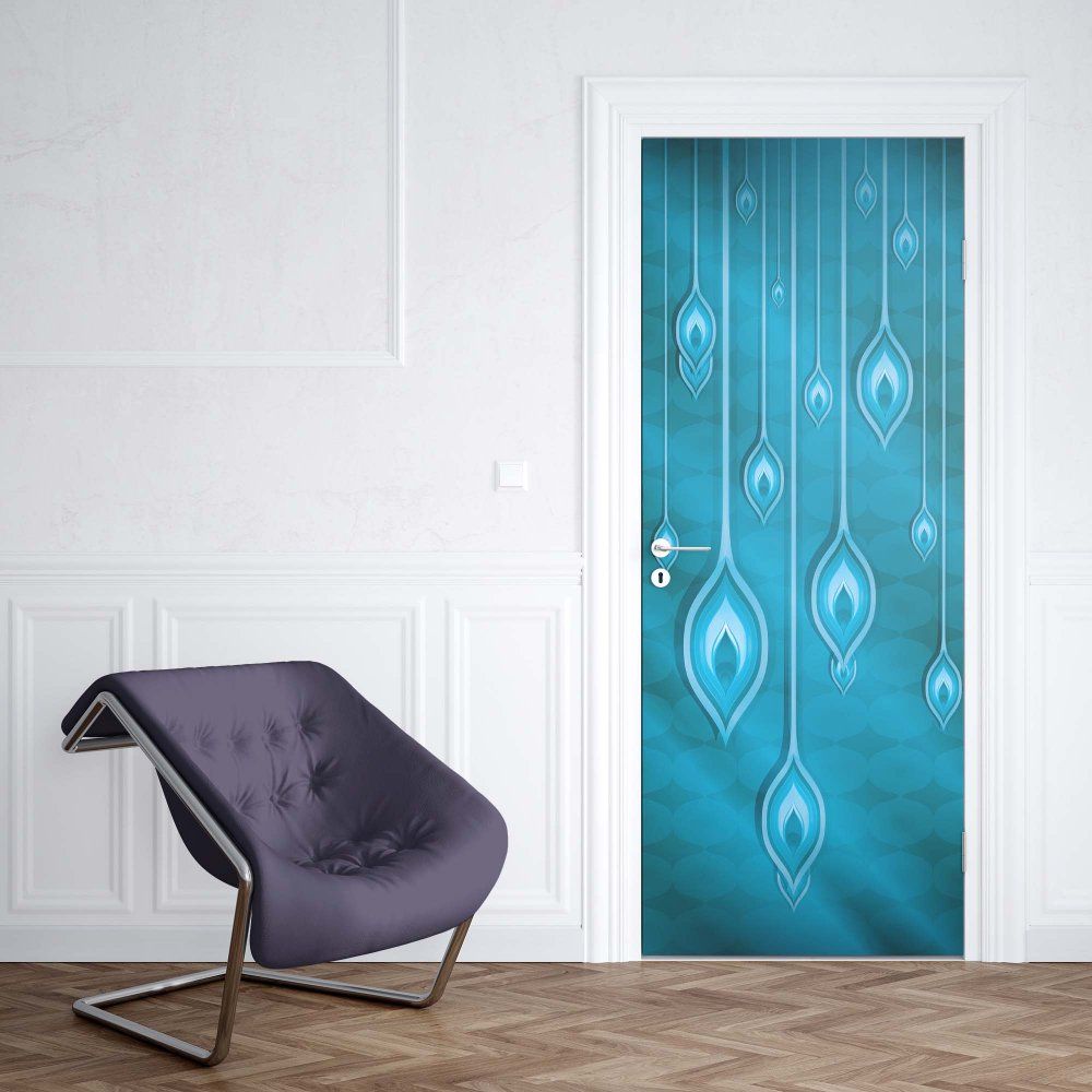 GLIX Fototapeta na dveře - Blue Ethnic Design | 91x211 cm - GLIX DECO s.r.o.