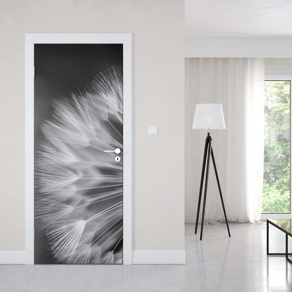 GLIX Fototapeta na dveře - Dandelions Nature Black And White | 91x211 cm - GLIX DECO s.r.o.