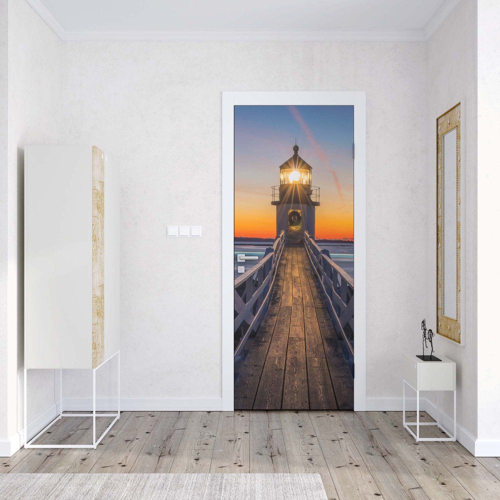 GLIX Fototapeta na dveře - Lighthouse At Sunset | 91x211 cm - GLIX DECO s.r.o.