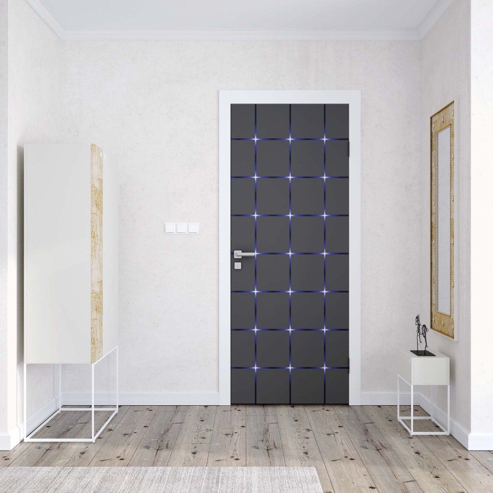 GLIX Fototapeta na dveře - Modern Design Black And Blue Squares Lights | 91x211 cm - GLIX DECO s.r.o.