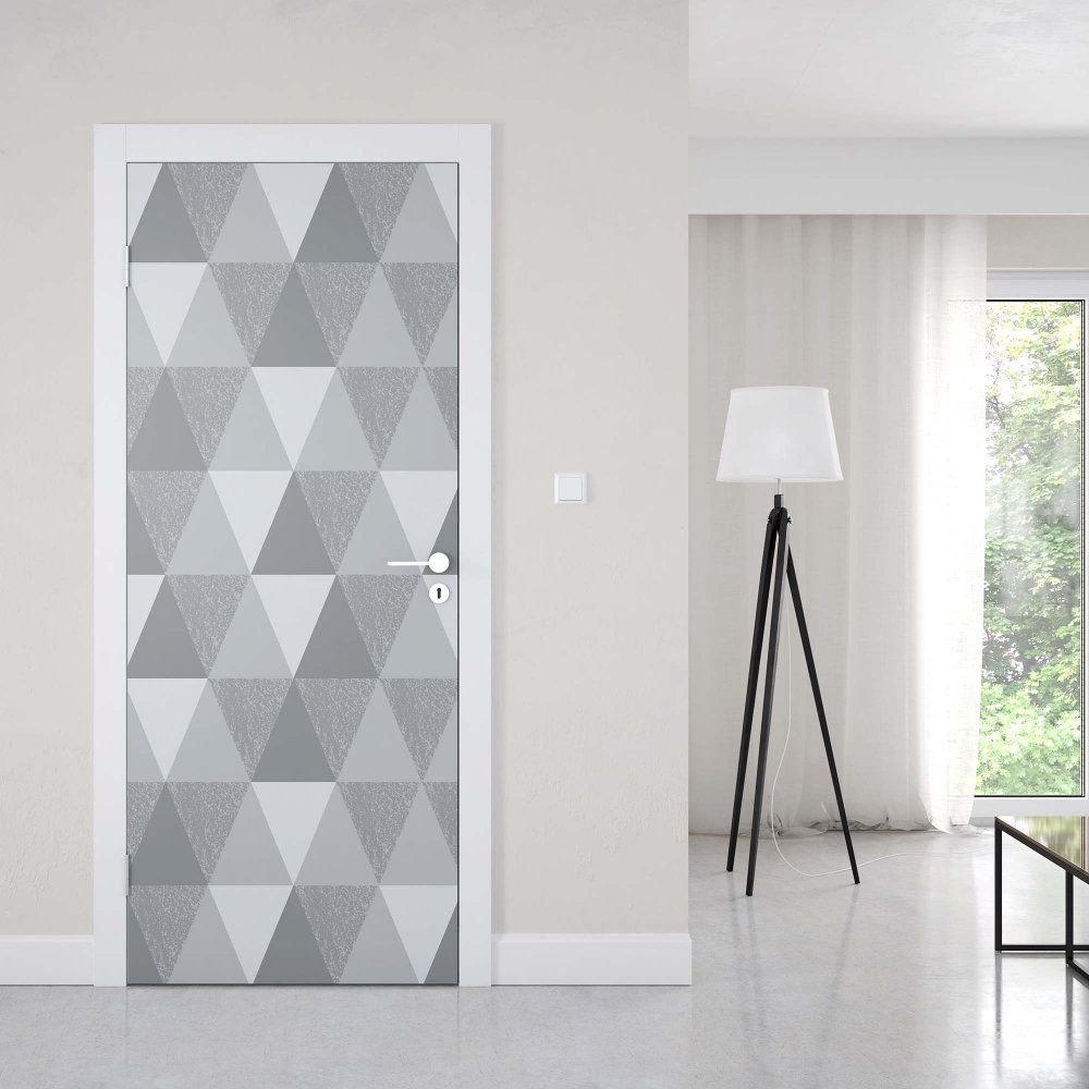 GLIX Fototapeta na dveře - Modern Geometric Grey Triangle Pattern | 91x211 cm - GLIX DECO s.r.o.