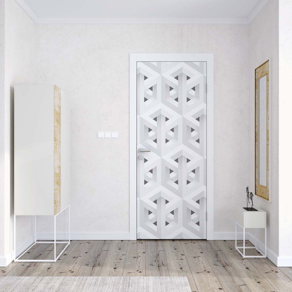 GLIX Fototapeta na dveře - Modern 3D White And Grey Cube Pattern | 91x211 cm - GLIX DECO s.r.o.