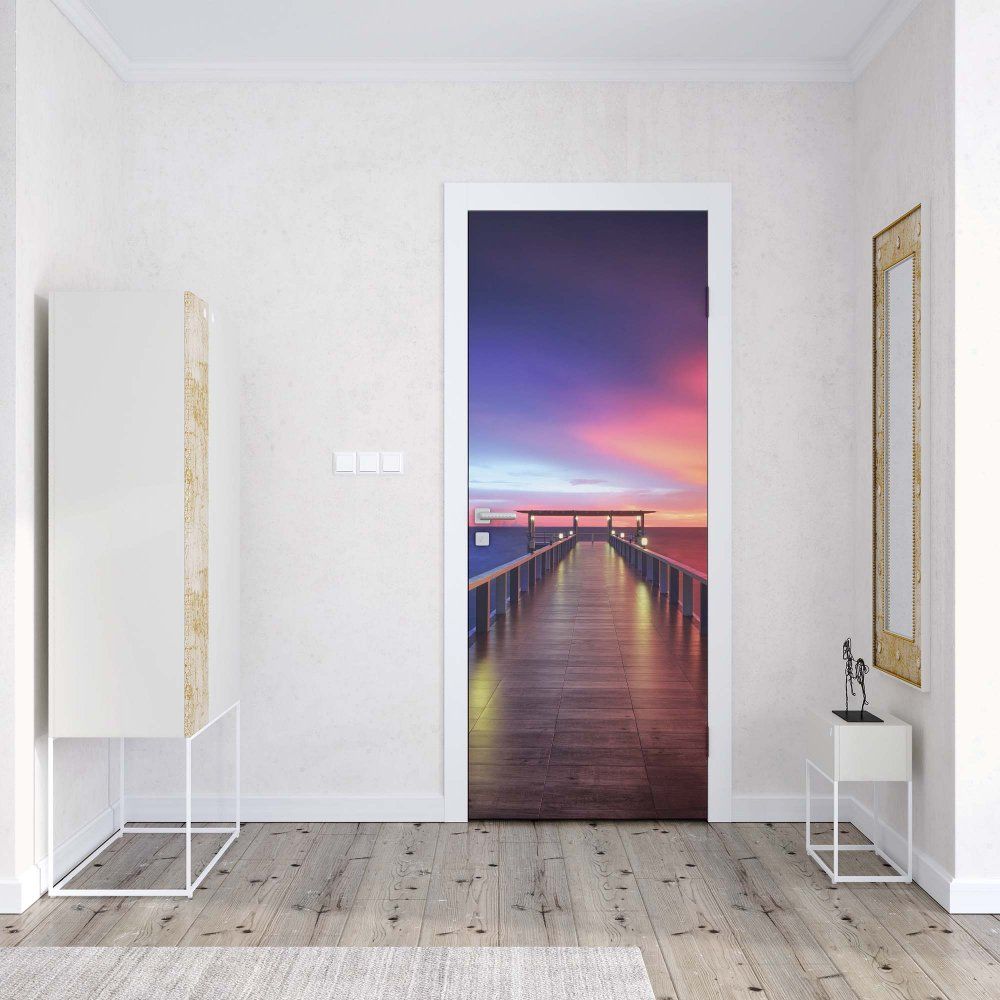 GLIX Fototapeta na dveře - Ocean Pier Dramatic Sunset | 91x211 cm - GLIX DECO s.r.o.