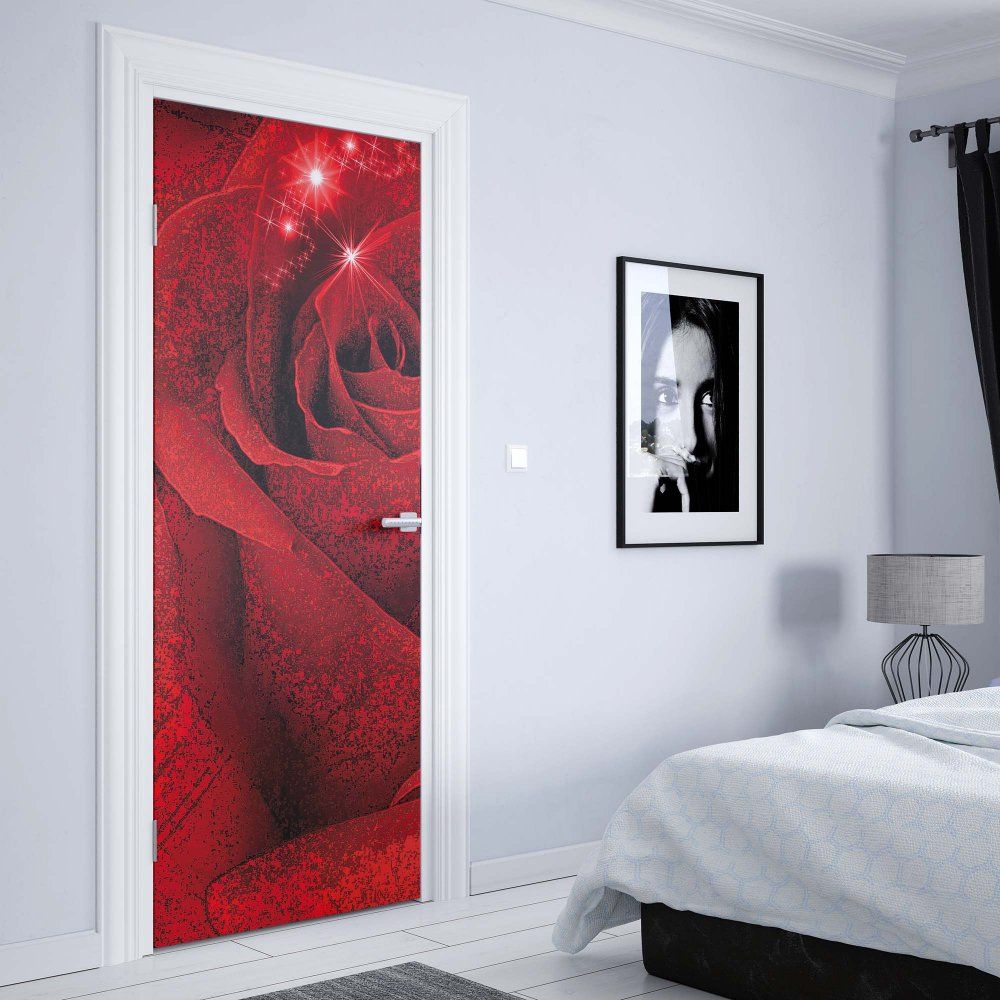 GLIX Fototapeta na dveře - Red Rose Sparkles | 91x211 cm - GLIX DECO s.r.o.
