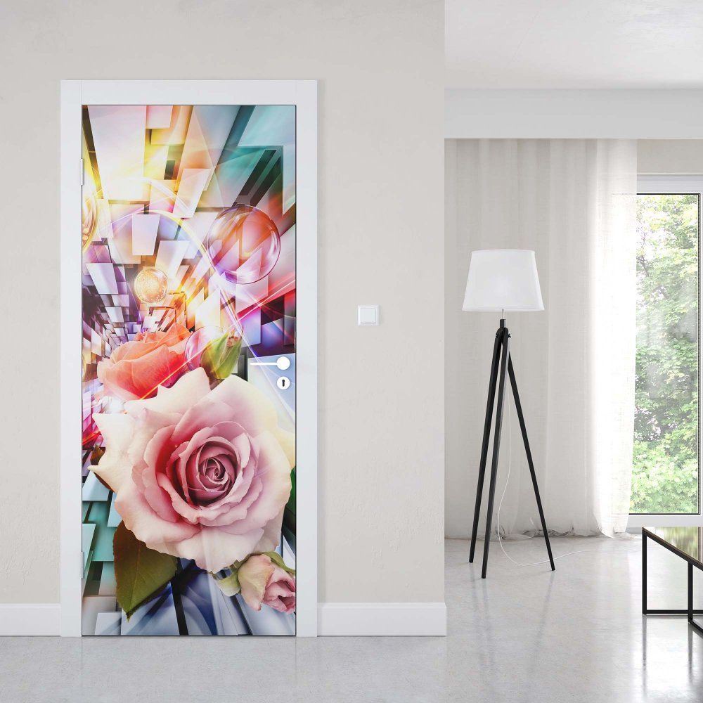 GLIX Fototapeta na dveře - Roses 3D Illustion Modern Multicoloured Design | 91x211 cm - GLIX DECO s.r.o.