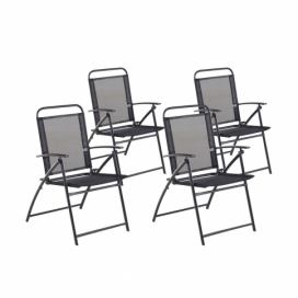 Sada čtyřech zahradních skládacích židlí v černé barvě LIVO