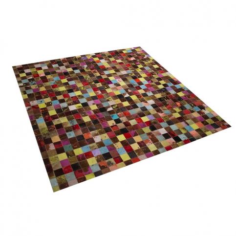 Pestrobarevný patchwork kožený koberec 200x200 cm ENNE II - Beliani.cz