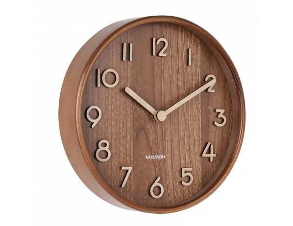 Hnědé nástěnné hodiny z lipového dřeva Karlsson Pure Small, ø 22 cm - Bonami.cz