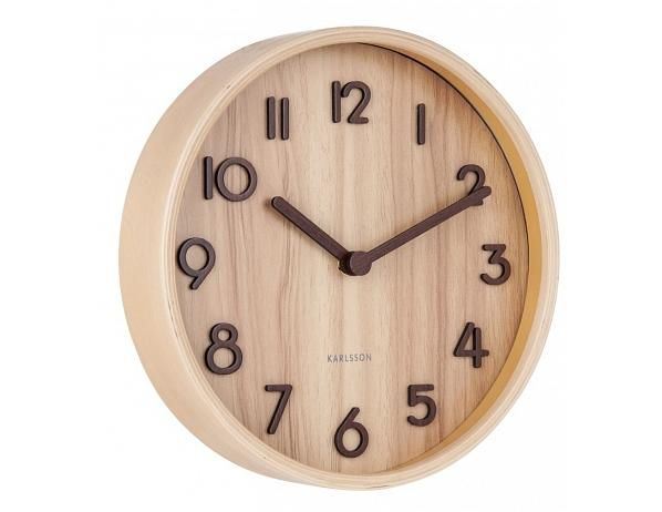 Světle hnědé nástěnné hodiny z lipového dřeva Karlsson Pure Small, ø 22 cm - Bonami.cz