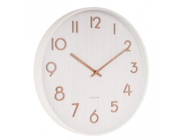 Bílé nástěnné hodiny z lipového dřeva Karlsson Pure Medium, ø 40 cm - Bonami.cz