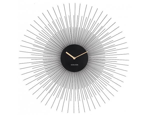 Černé nástěnné hodiny Karlsson Peony Large, ø 60 cm - Bonami.cz
