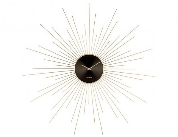 Nástěnné hodiny v černo-zlaté barvě Karlsson Peony, ø 95 cm - FORLIVING