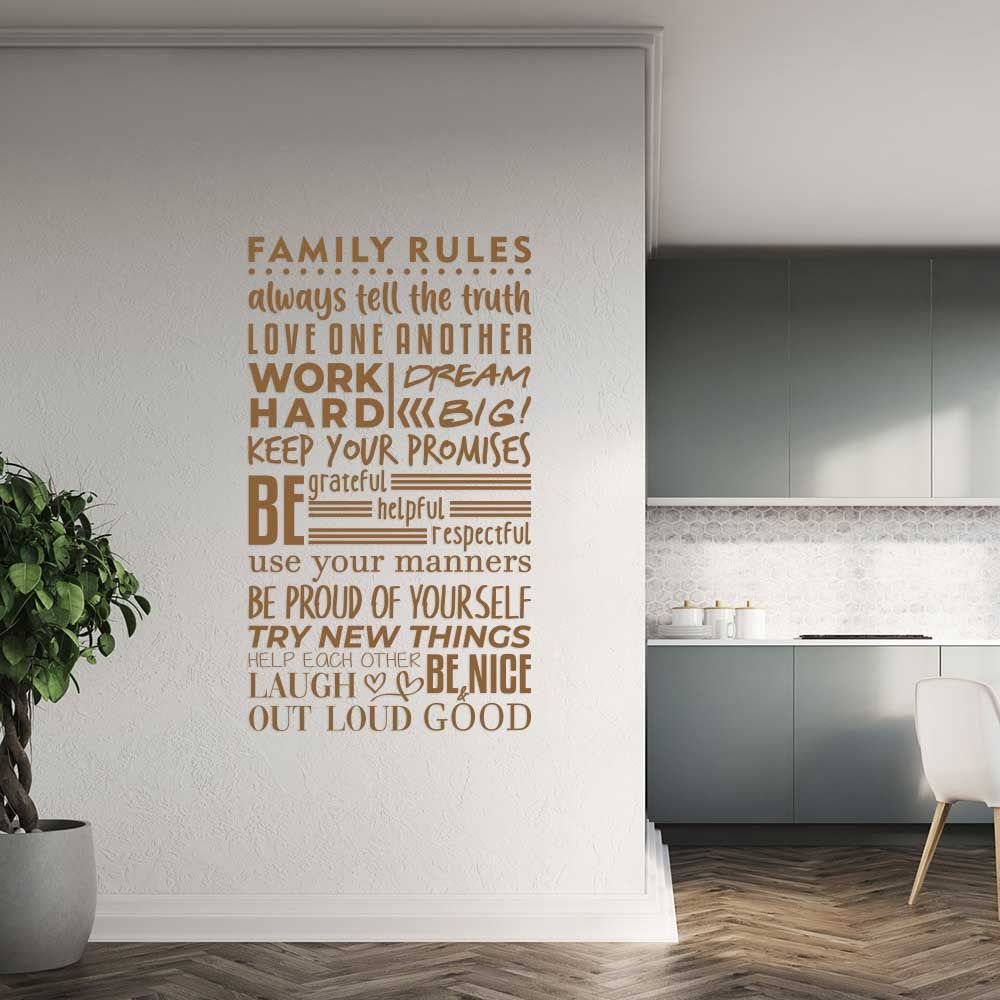 GLIX Family rules - samolepka na zeď Hnědá 75x40 cm - GLIX DECO s.r.o.