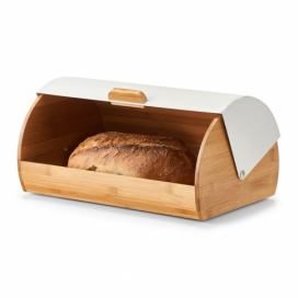 Zeller Chlebovka z bambusového dřeva, bílý box na pečivo zatraktivní vzhled stylové kuchyně