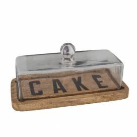 Dřevěný podnos na dort se skleněným poklopem Antic Line Cake