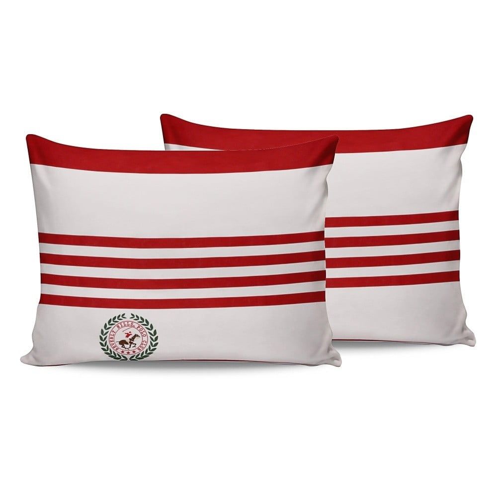 Sada 2 červeno-bílých bavlněných povlaků na polštáře Beverly Hills Polo Club Rojo, 50 x 70 cm - Bonami.cz
