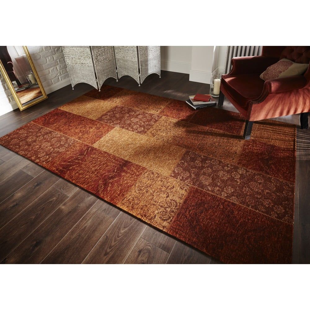 Flair Rugs koberce Kusový koberec Manhattan Patchwork Chenille Terracotta - 120x170 cm - Bonami.cz