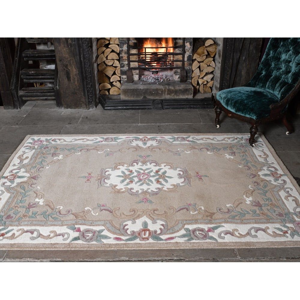 Béžový vlněný koberec Flair Rugs Aubusson, 75 x 150 cm - Bonami.cz