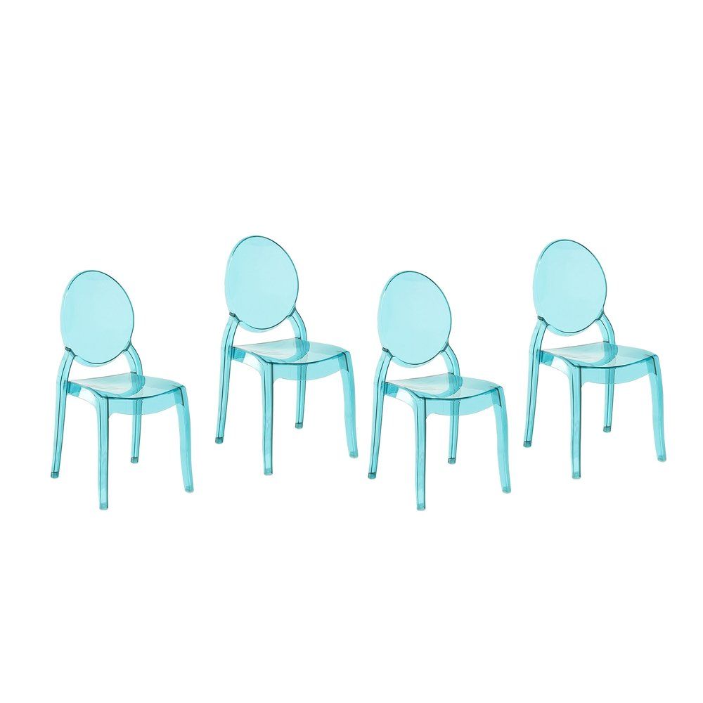 Sada 4 jidelních průhledných plastových židlí v modré barvě MERTON - Beliani.cz