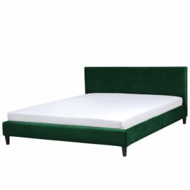 Čalouněná postel v tmavě zeleném sametu 180 x 200 cm FITOU