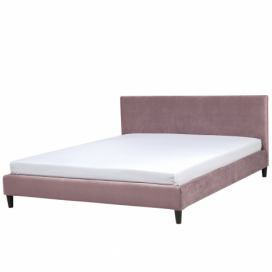 Čalouněná postel v růžovém sametu 180 x 200 cm FITOU