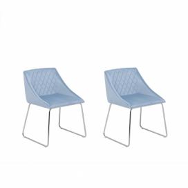 Sada 2 sametových jídelních židlí světle modré ARCATA