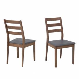 Sada 2 dřevěných jídelních židlí tmavé dřevo/ šedá MODESTO