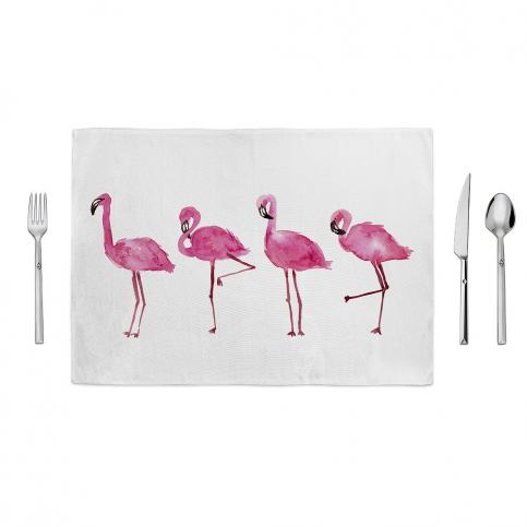 Růžovobílé prostírání Home de Bleu Painted Flamingos, 35 x 49 cm - Bonami.cz