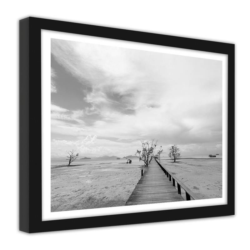 CARO Obraz v rámu - A Picturesque Landscape With A Bridge 2 Černá 40x30 cm - GLIX DECO s.r.o.