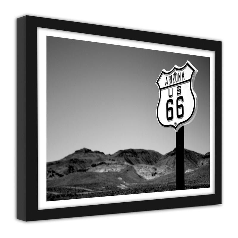 CARO Obraz v rámu - Arizona Us 66 Černá 40x30 cm - GLIX DECO s.r.o.