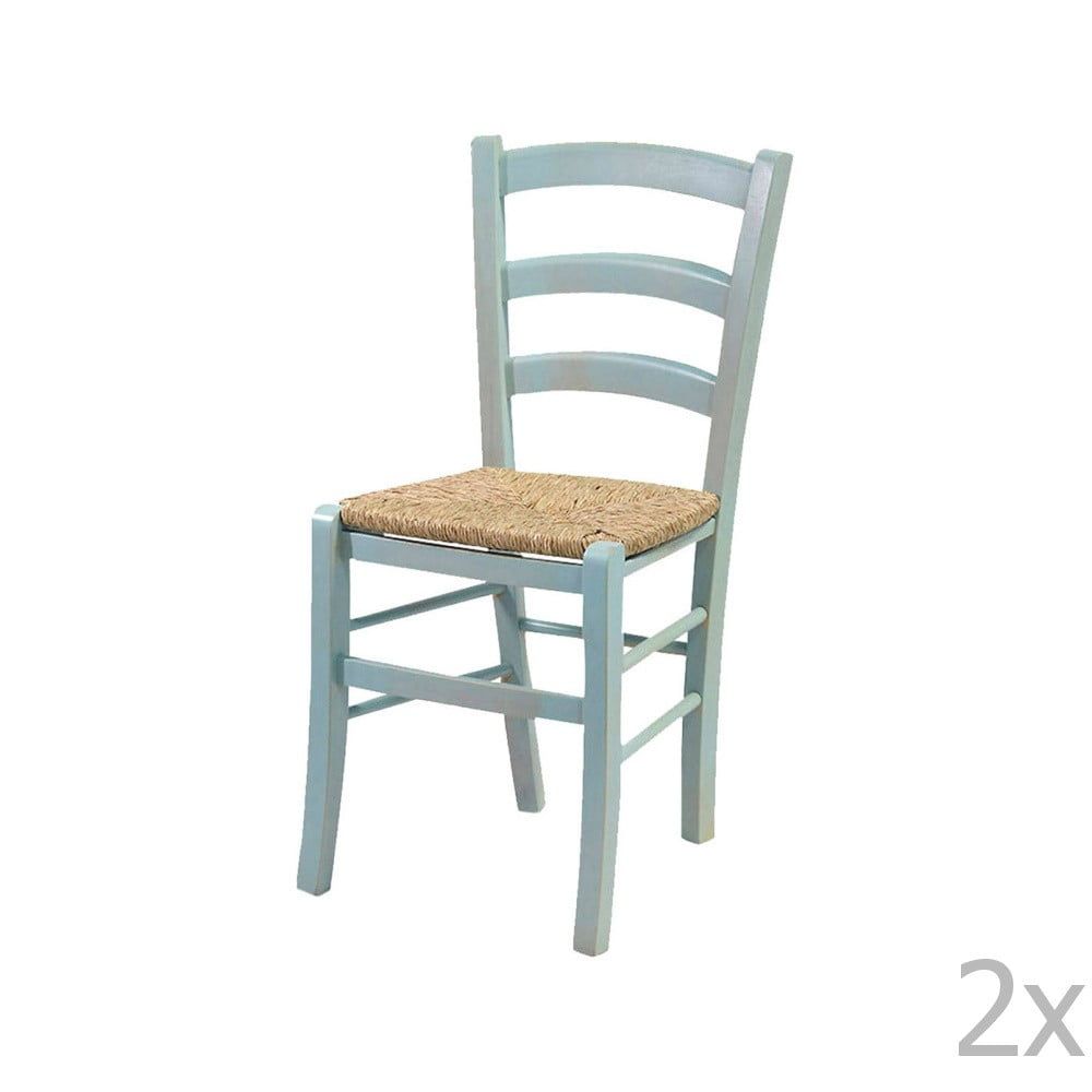 Sada 2 modrých židlí z masivního dřeva Evergreen House Straw - Bonami.cz