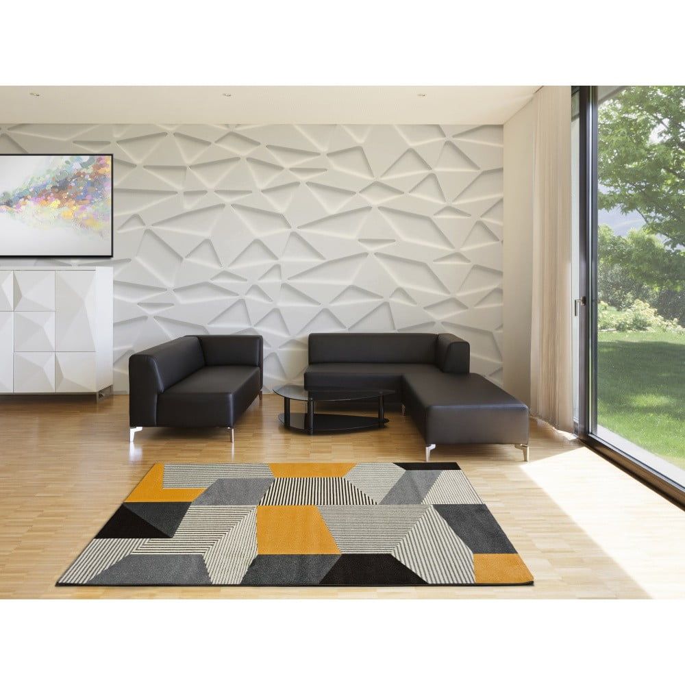 Šedo-oranžový koberec Universal Leo Grey, 80 x 150 cm - Bonami.cz