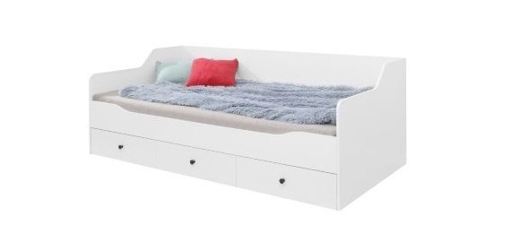 Dětská postel Bjorn 90x200cm s úložným prostorem, skandinávský styl - bílá - Eurokosik.cz