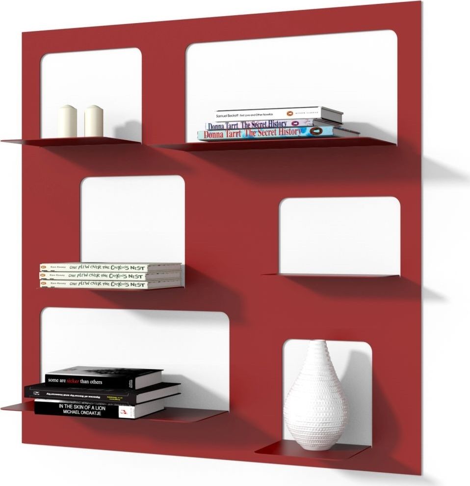 Mørtens Furniture Nástěnný regál / knihovna, výška 90 cm, červená, minimalistický styl, úložný prostor Barva: červená - M DUM.cz