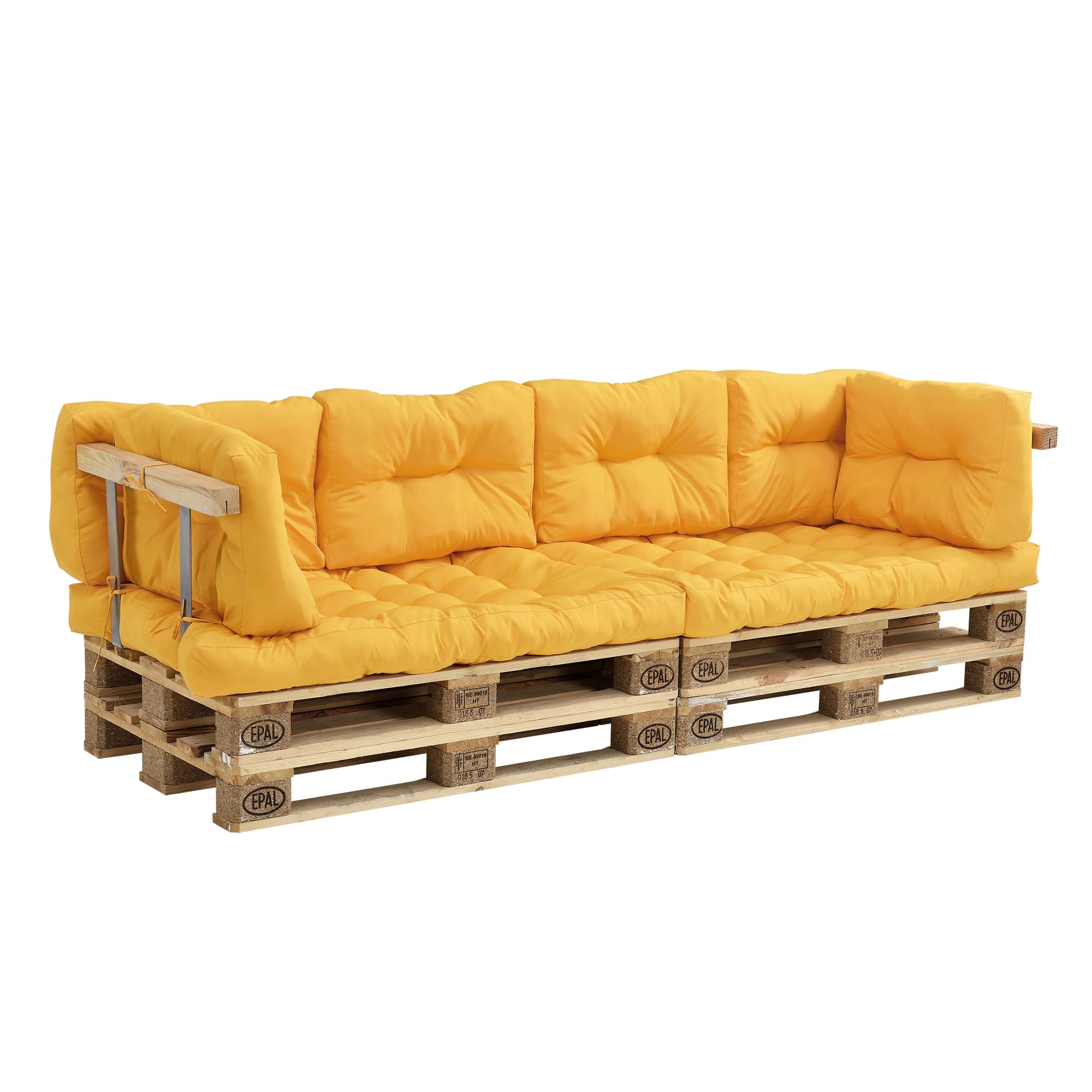 [en.casa]® Paletový nábytek - kompletní sada - horčicově žlutá - model G - H.T. Trade Service GmbH & Co. KG