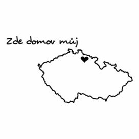  Zde domov můj - samolepící nápis na stěnu s mapou České republiky 
