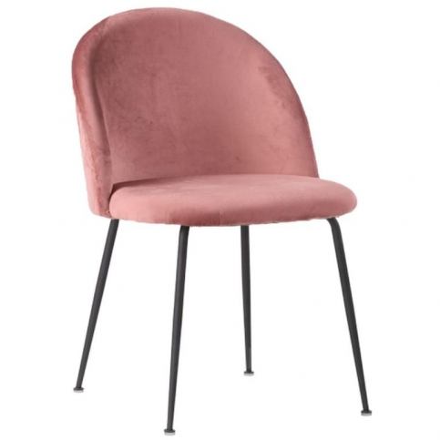 Jídelní židle Nordic Living Anneke, růžová/černá - Designovynabytek.cz