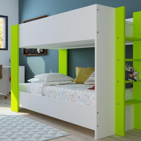 Patrová postel pro dvě děti Bob - bílá, zelená - Nábytek aldo - NE